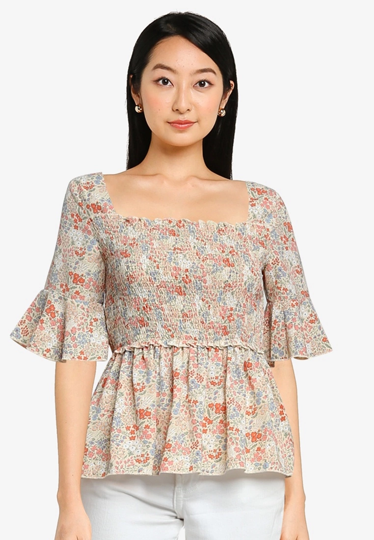 ZALORA BASICS Square Neck Smock Top