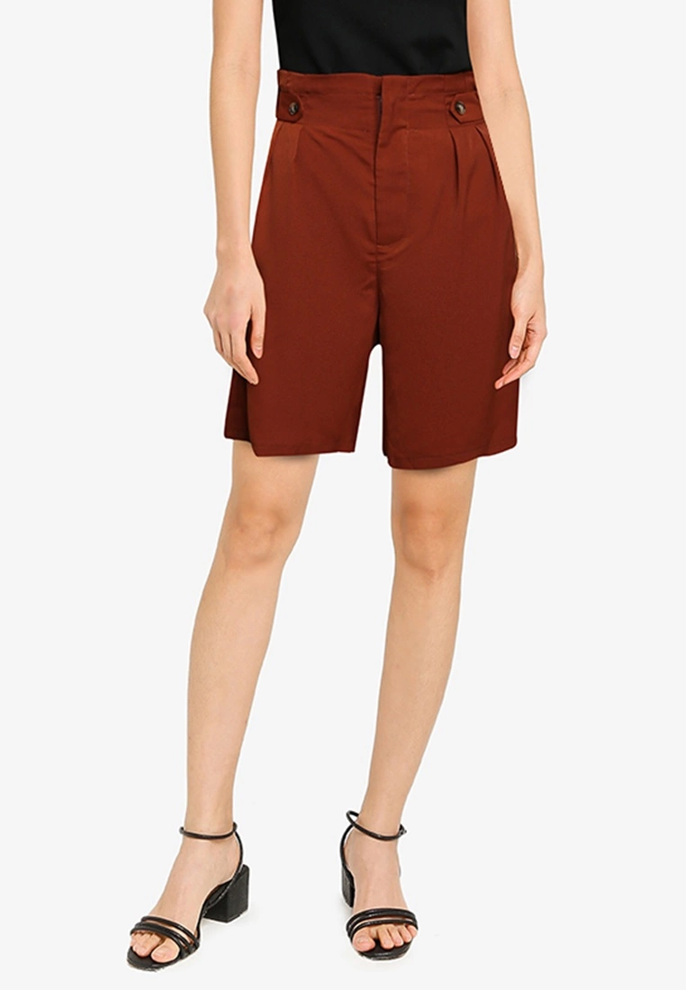 ZALORA BASICS Button Tab Pleat Shorts