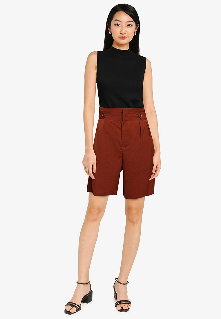 ZALORA BASICS Button Tab Pleat Shorts - Billede 4