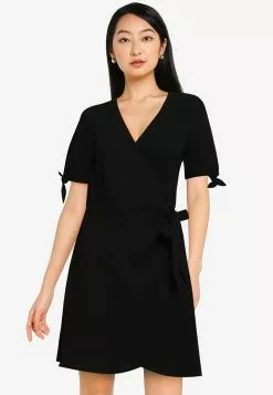 ZALORA BASICS Tie Sleeve Wrap Dress