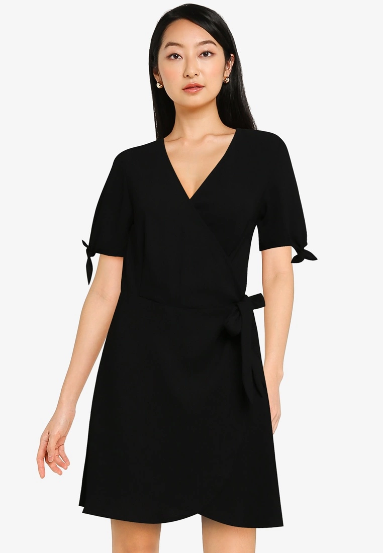 ZALORA BASICS Tie Sleeve Wrap Dress