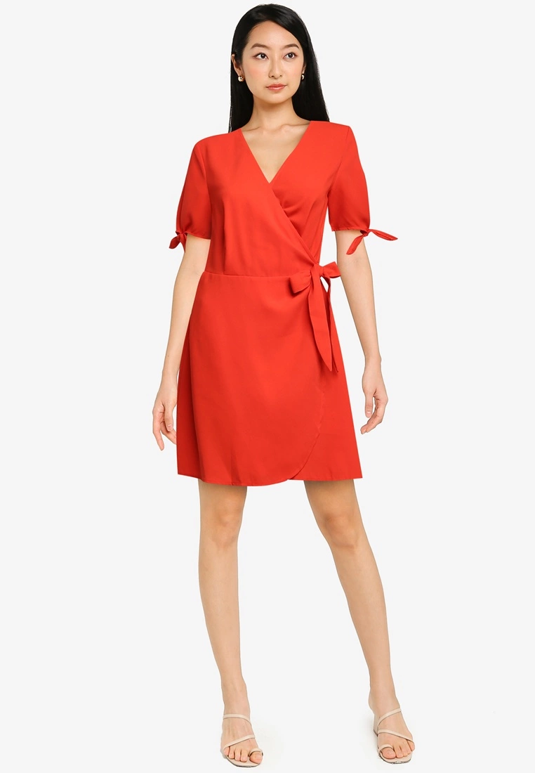 ZALORA BASICS Tie Sleeve Wrap Dress - Billede 4