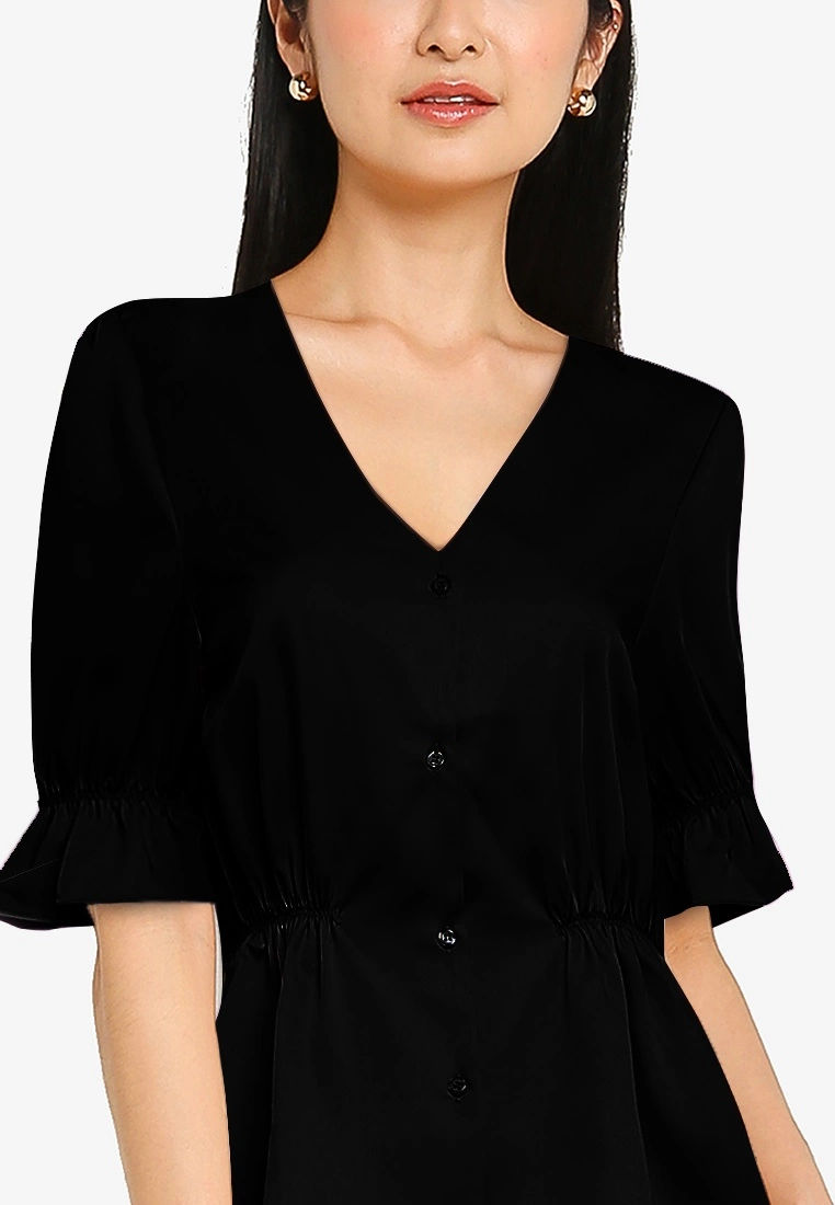 ZALORA BASICS V Neck Button Down Top - Billede 3