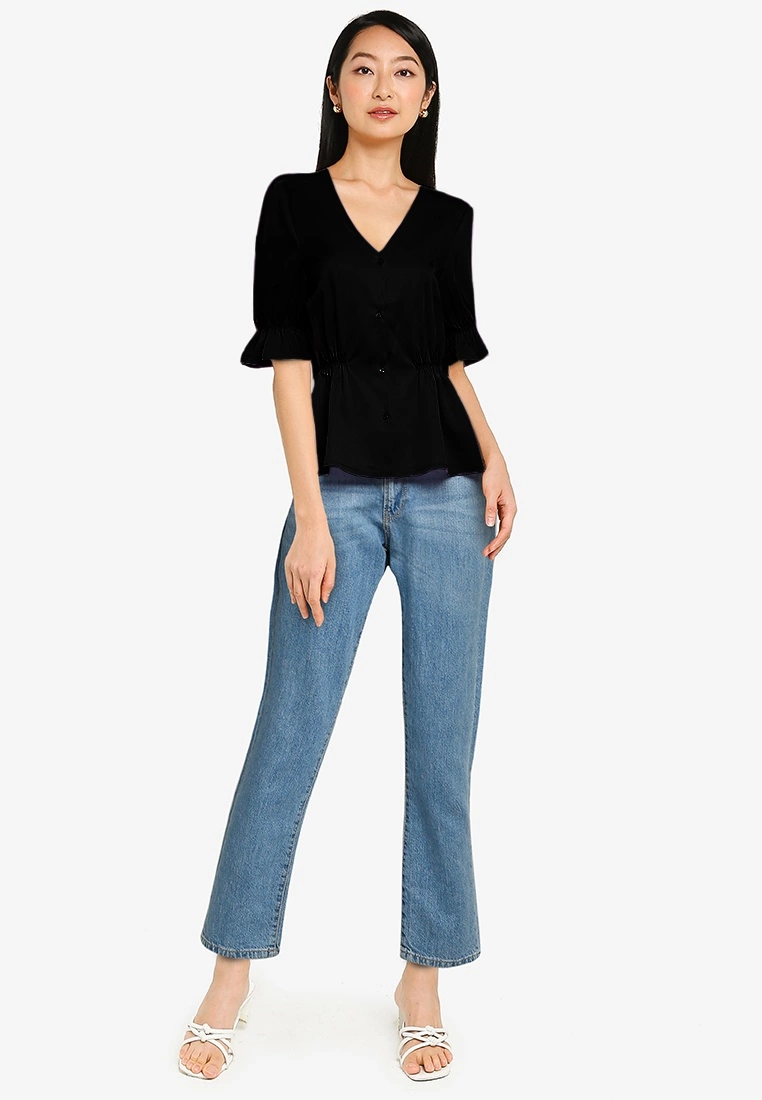 ZALORA BASICS V Neck Button Down Top - Billede 4