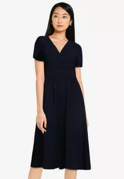 ZALORA BASICS Ruched Waist Wrap Dress