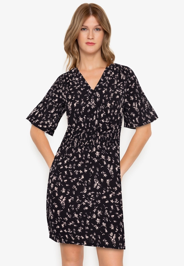 ZALORA BASICS Smoking Detail Overlap Dress