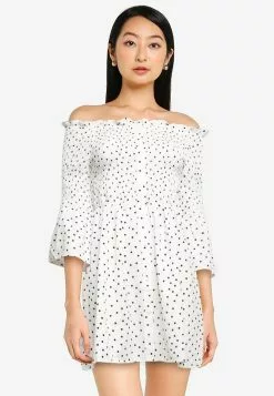 ZALORA BASICS Off Shoulder Smocked Dress