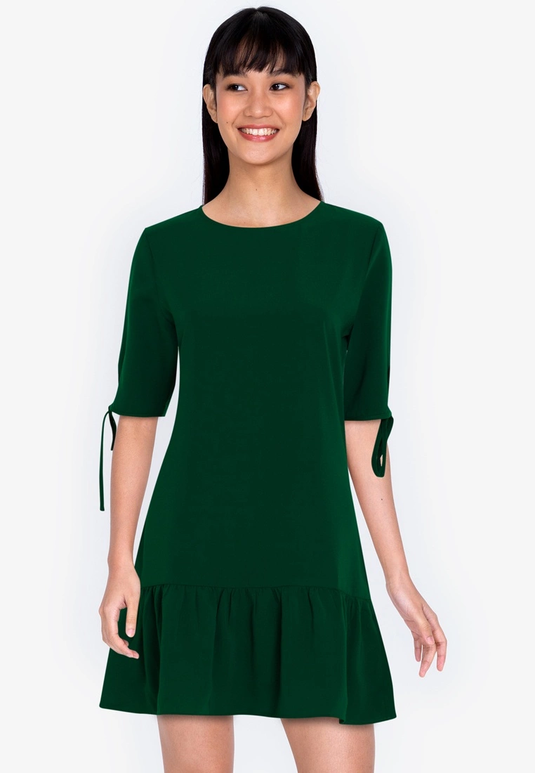 ZALORA BASICS Tie Sleeve Mini Dress
