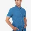 ZALORA BASICS Fold Up Sleeve Stretch Slim Denim Shirt
