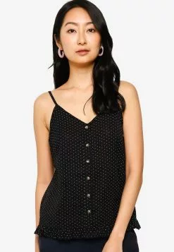 ZALORA BASICS Mini Ruffle Hem Button Detail Top