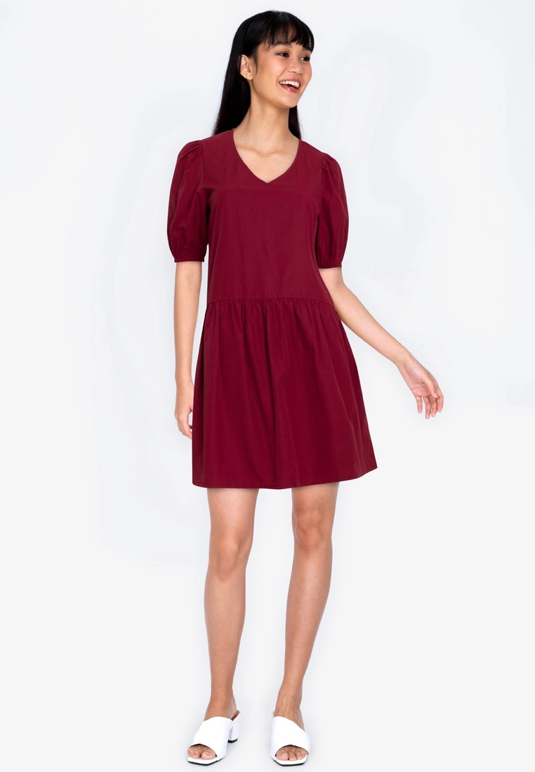 ZALORA BASICS V neck Drop Waist Mini Dress - Billede 4