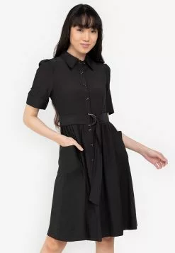 ZALORA BASICS Belted Shirt Denim Dress