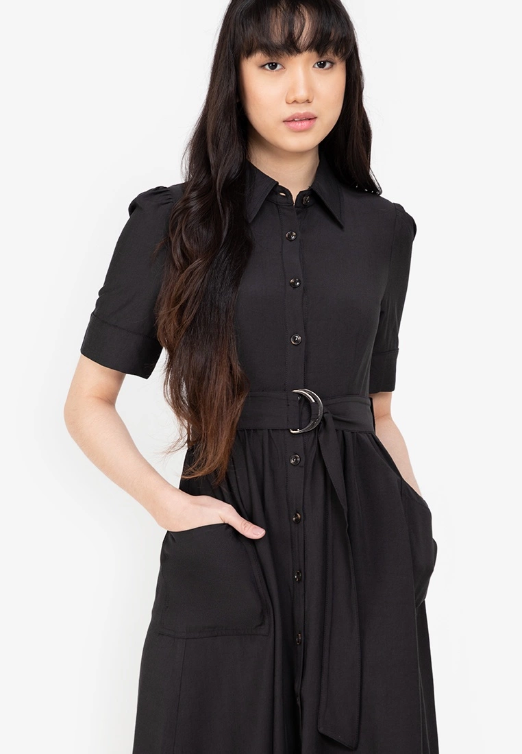 ZALORA BASICS Belted Shirt Denim Dress - Billede 3
