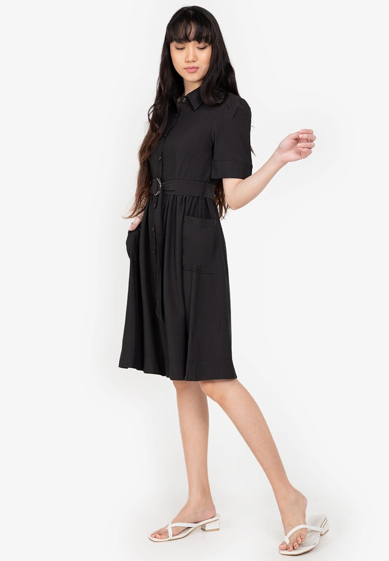 ZALORA BASICS Belted Shirt Denim Dress - Billede 4