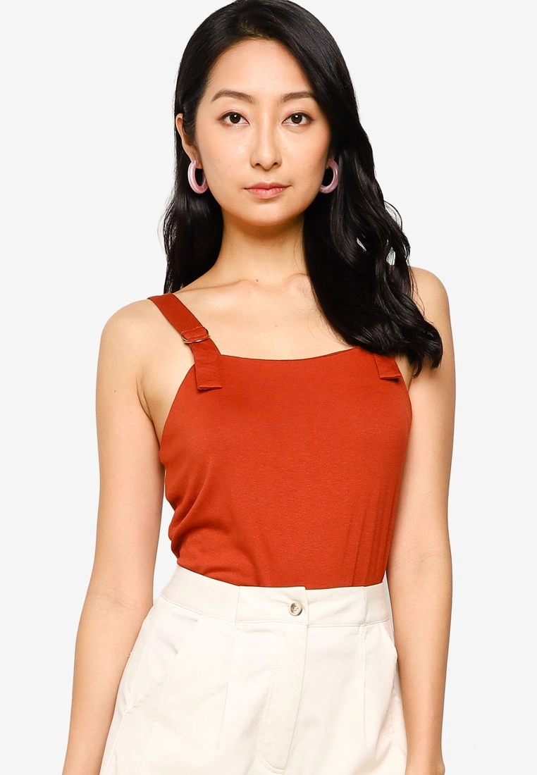 ZALORA BASICS D Ring Square Neck Sleeveless Top