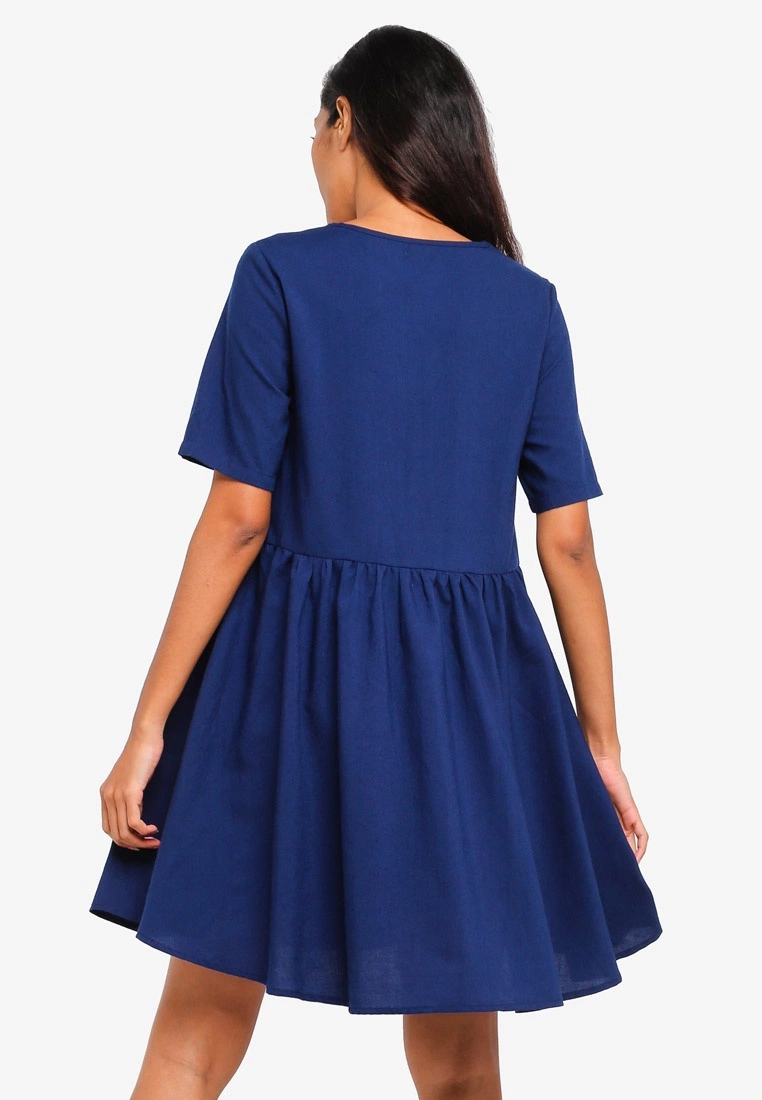 ZALORA BASICS Basic Cotton Peplum V-Neck Dress - Billede 2