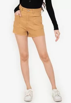ZALORA BASICS Patch Front Pocket Denim Shorts