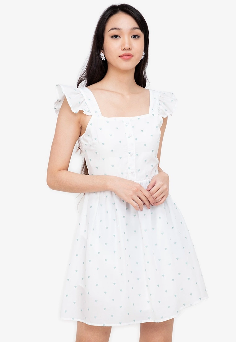 ZALORA BASICS Frill Detail Fit & Flare Dress