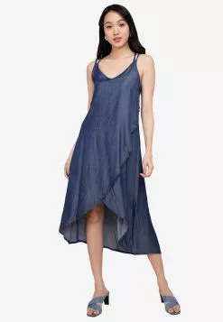 ZALORA BASICS Double Strap Dip Hem Cami Dress