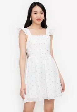 ZALORA BASICS Frill Detail Fit & Flare Dress
