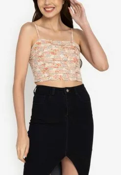 ZALORA BASICS Ruched Cami Crop Top