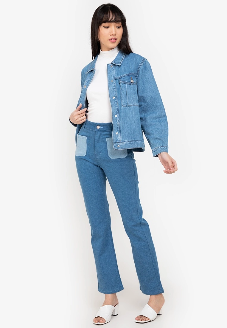 ZALORA BASICS Contrast Pocket Flared Jeans - Billede 4