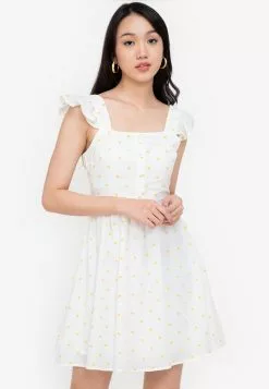 ZALORA BASICS Frill Detail Fit & Flare Dress