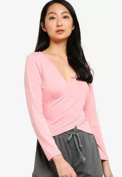 ZALORA BASICS Lounge Wrap Over Jersey Top