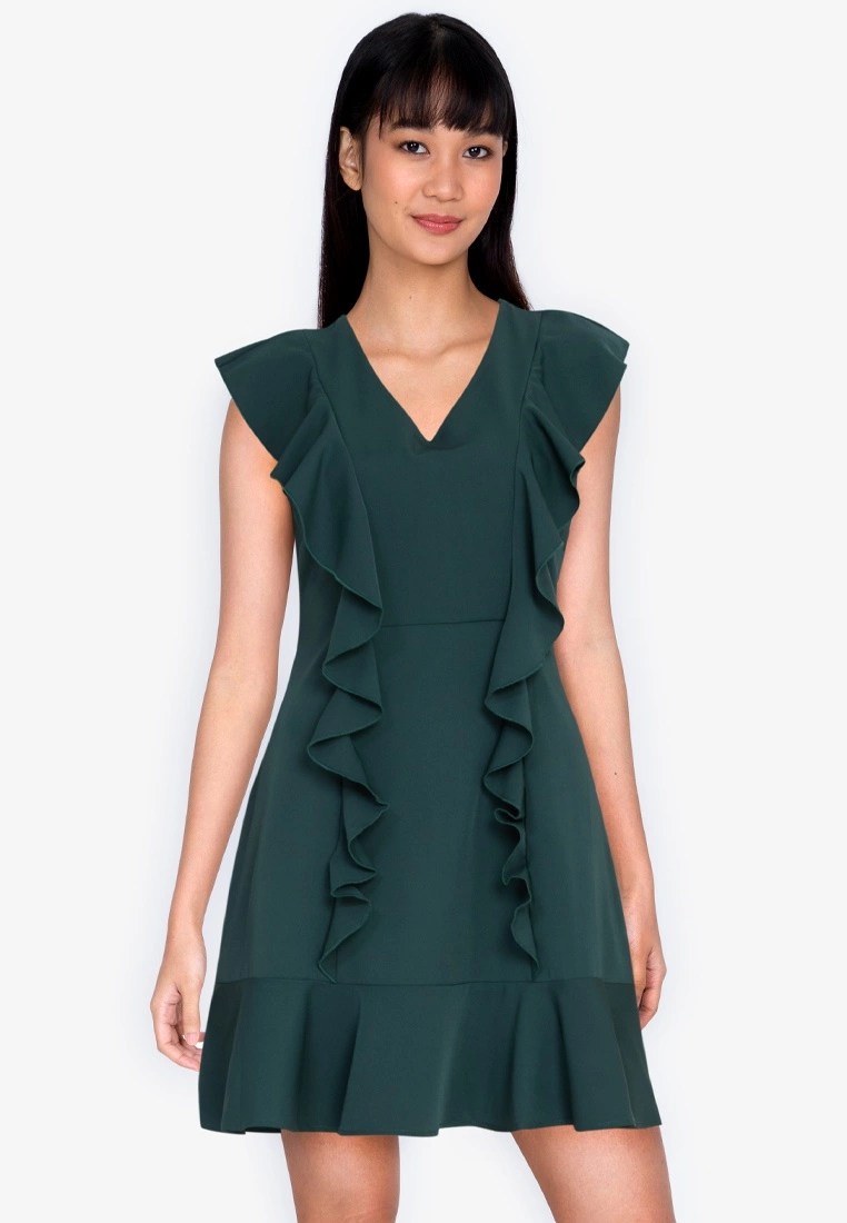 ZALORA BASICS Flutter Sleeve Mini Dress