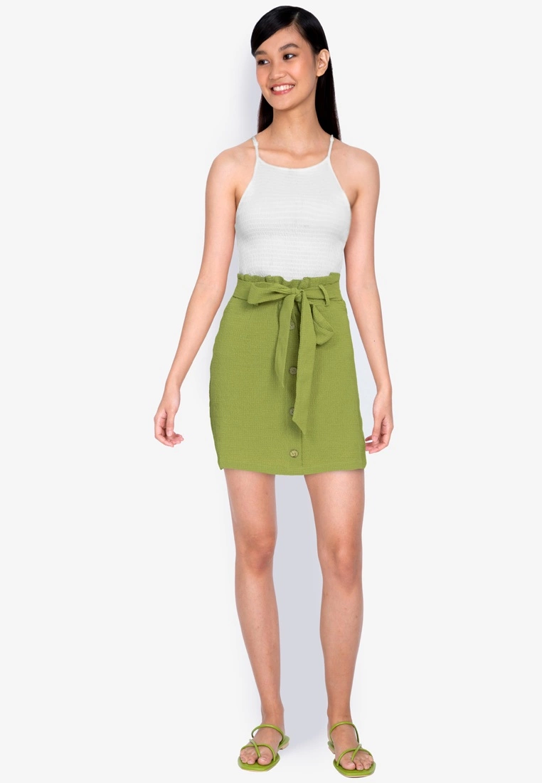 ZALORA BASICS Button Front Tie Belt Mini Skirt - Billede 4