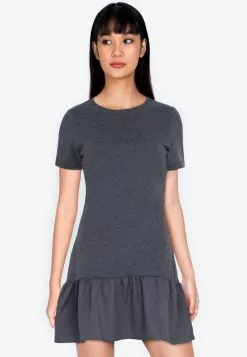 ZALORA BASICS Colour Block Frill Hem Dress