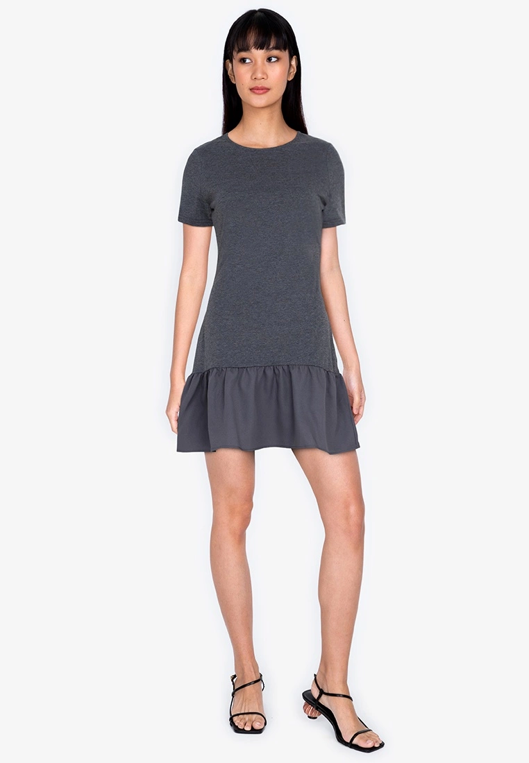 ZALORA BASICS Colour Block Frill Hem Dress - Billede 4