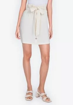 ZALORA BASICS Button Front Tie Belt Mini Skirt