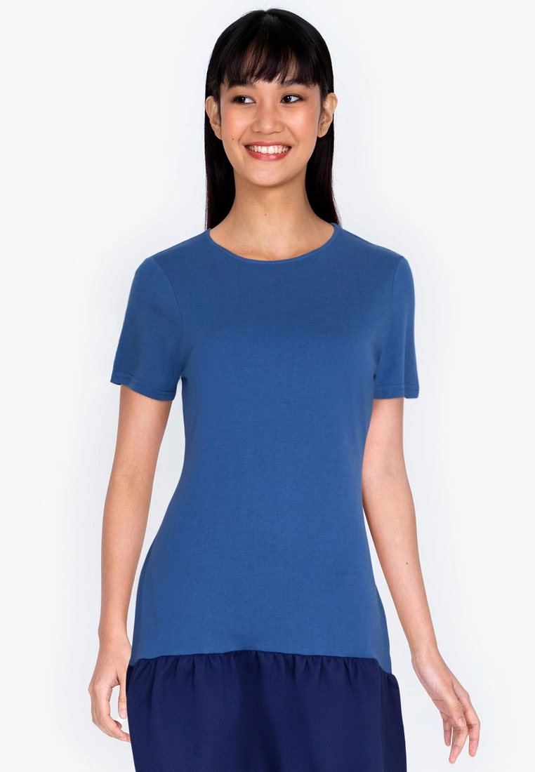ZALORA BASICS Colour Block Frill Hem Dress
