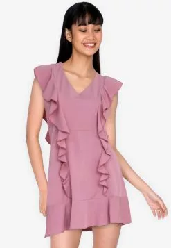 ZALORA BASICS Flutter Sleeve Mini Dress