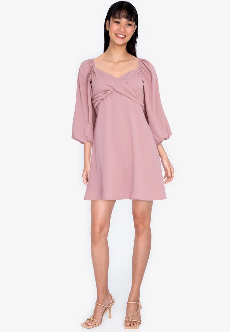 ZALORA BASICS Cross Front 3/4 Sleeve Mini Dress - Billede 4