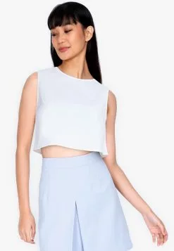 ZALORA BASICS Button Back Crop Sleeveless Top