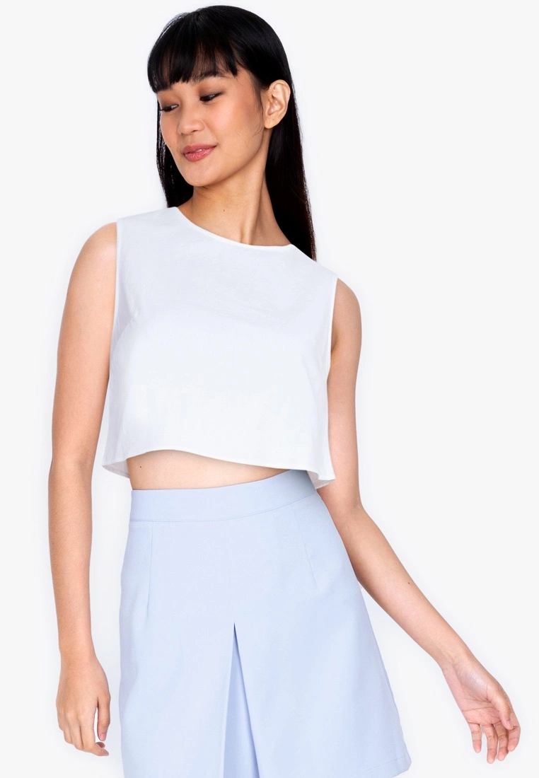 ZALORA BASICS Button Back Crop Sleeveless Top