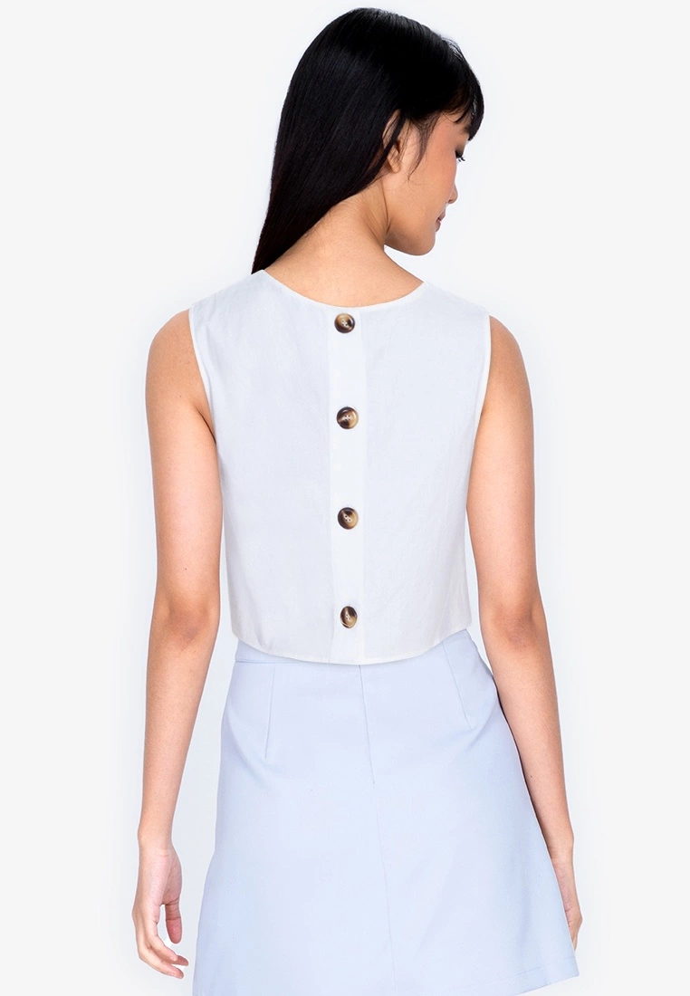 ZALORA BASICS Button Back Crop Sleeveless Top - Billede 2