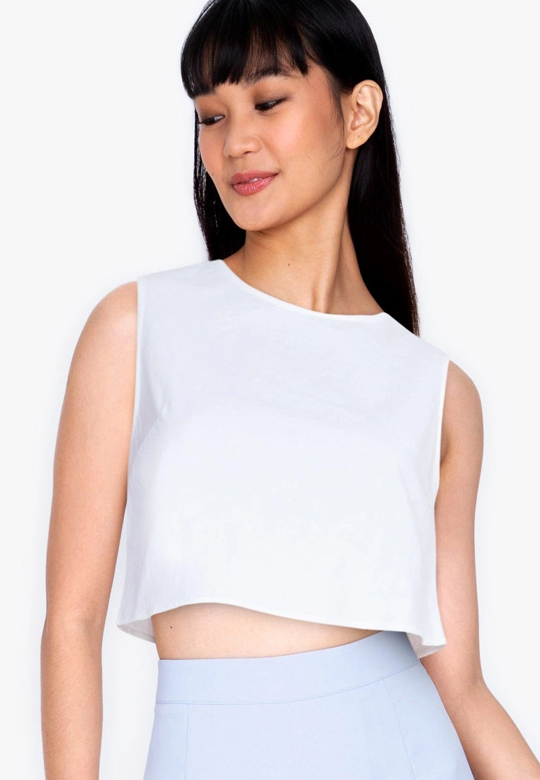 ZALORA BASICS Button Back Crop Sleeveless Top - Billede 3