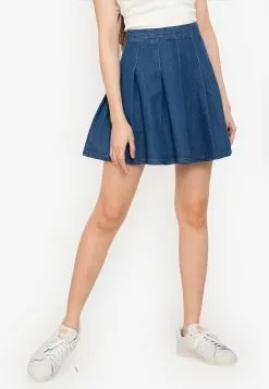 ZALORA BASICS Pleated Denim Skirt