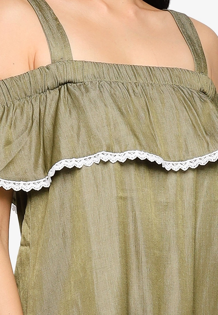 ZALORA BASICS Embroidered Cold Shoulder Mini Dress - Billede 3