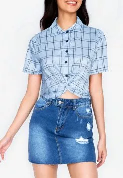 ZALORA BASICS Twist Front Button Crop Top