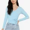 ZALORA BASICS Surplice Neck Drawstring Front Crop Top