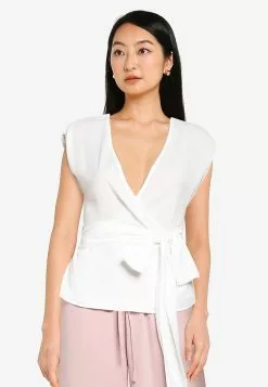 ZALORA BASICS Overlap Top with Tie Detail