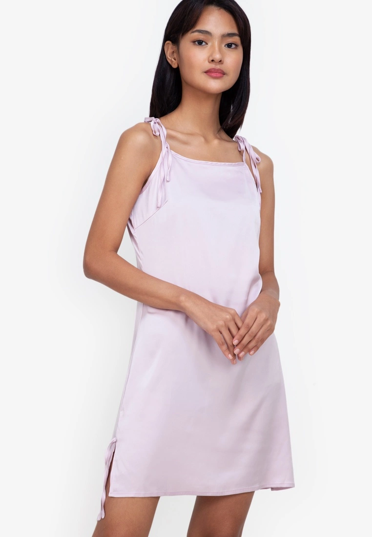 ZALORA BASICS Lounge Ribbon Detail Slip Dress