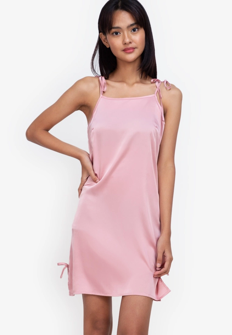 ZALORA BASICS Lounge Ribbon Detail Slip Dress