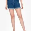 ZALORA BASICS Cuffed Hem Denim Cargo Shorts