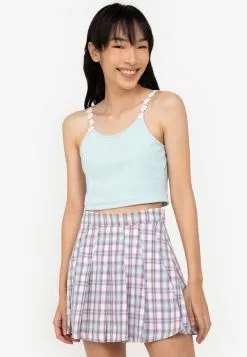ZALORA BASICS Floral Trim Cropped Top