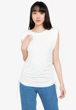 ZALORA BASICS Shoulder Pad Ruched Sides T-Shirt